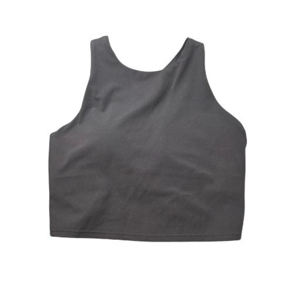 Athleta High-Neck Tank‎ Top M Black Yoga Cropped Workout Shirt Built in Bra